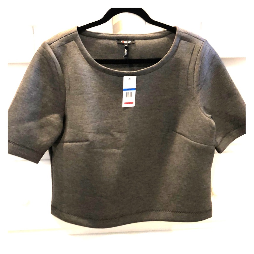 Charcoal “KIIND OF” top, NWT